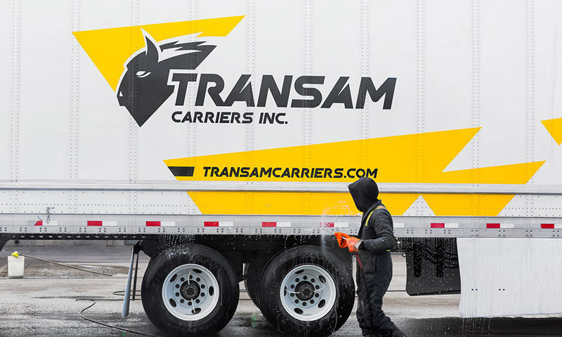 Transam Carriers' new logo on a trailer